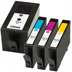 Compatible with HP 934XL Black (C2P23AN) and HP 935XL Cyan, Magenta, Yellow (C2P2xAN) Remanufactured Ink Cartridge - Combo Pack - 4 Cartridges