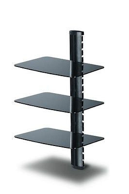 TC - 3-Shelves DVD Stand with Black Color Glass, TV Mounts & Brackets, n/a - TiGuyCo Plus
