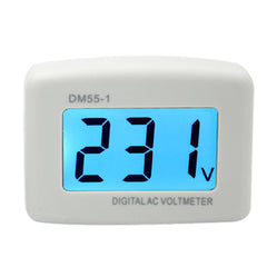 LCD Digital Voltage Tester and Voltmeter Volt Monitor - AC 80V 300V - AC Panel Meter - Blue Backlight Display - White - DM55-1