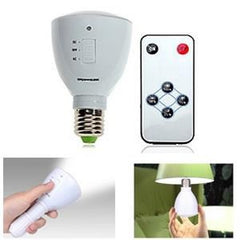 LED Rechargeable Emergency Bulb - 2-in-1 Light & Flashlight - E27 Base - 4-6 Watts - Remote Control - White