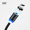 1M Magnetic 360 Fast Charging USB Cable With 8-Pin, Type C and Micro USB Connector Heads For Smartphones And Tablets - Black