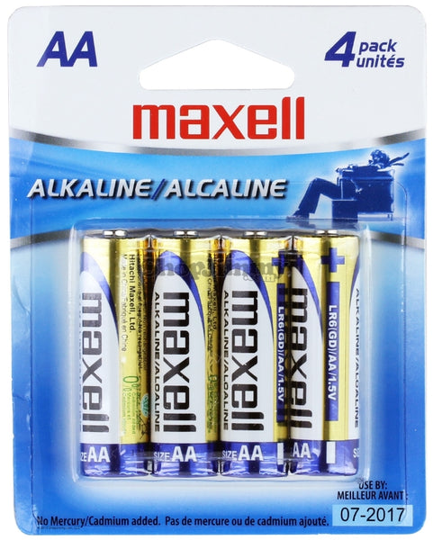 Maxell AA 1.5V (Blister Card) - Alkaline - 4 Pack - LR6-4BP