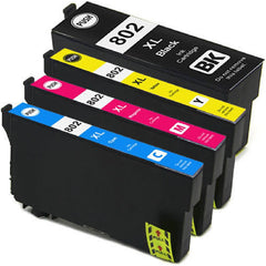 Compatible with Epson T802XL BK/C/M/Y - PREMIUM ink Compatible Ink Cartridge Combo - High Yield - 4 Cartridges
