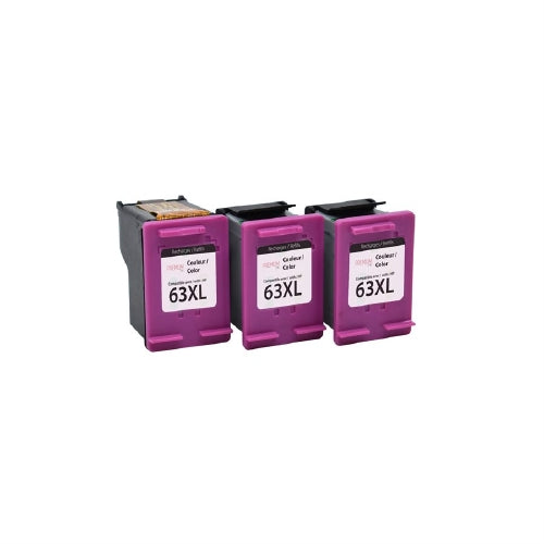 Compatible with HP 63XL Tri-Color - 3x Refills + 1x Prinhead - PREMIUM ink Compatible Ink Cartridges Pack