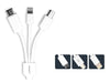 Pisen Multi-function USB to Lightning 8-Pin, Micro USB and Type C Charging Data Cable - 1000mm - White