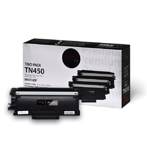 Compatible with Brother TN-450 Black Trio Pack - Premium Tone Toner Cartridges - 3x 2.6K/ea