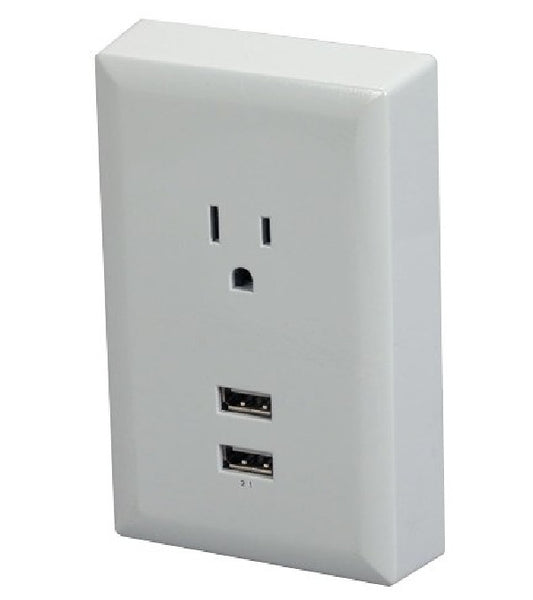 RCA 2-USB Ports Wall Plate Charger - Converts Any Outlet Into 2 USB Outlets - White -WP2UWR, Chargers & Cradles, RCA - TiGuyCo Plus