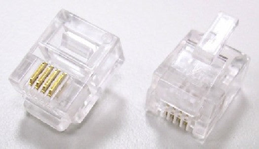 RJ11 Flat Cable Modular Plugs for Telephone Cable - (6P4C) - Clear - 10pk, Cables & Adapters, TechCraft - TiGuyCo Plus
