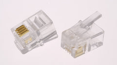 Fiches modulaires rondes RJ11 pour câble téléphonique - (6P4C) - Transparent - 10PK 