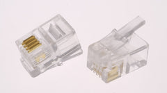 RJ11 Round Cable Modular Plugs for Telephone Cable - (6P4C) - Clear - 10PK