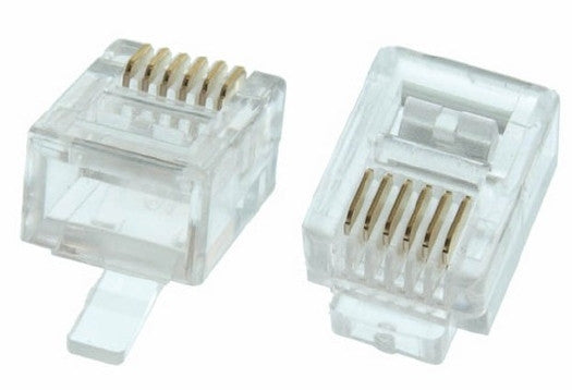 RJ12 Round Cable Modular Plugs for Telephone Cable - (6P6C) - Clear - 10pk, Cables & Adapters, TechCraft - TiGuyCo Plus