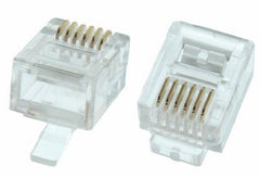 Fiches modulaires rondes RJ12 pour câble téléphonique - (6P6C) - Transparent - 10 pk 