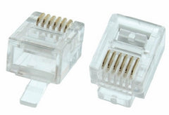 RJ12 Round Cable Modular Plugs for Telephone Cable - (6P6C) - Clear - 10pk