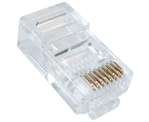 RJ45 Round Cable Modular Plugs for Twisted Pair Stranded Cable - (8P8C) - Clear - 10pk, Ethernet Cables (RJ-45, 8P8C), TechCraft - TiGuyCo Plus