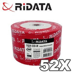 RiDATA 52X CD-R White Inkjet Printable Blank Media - 50 Spindle