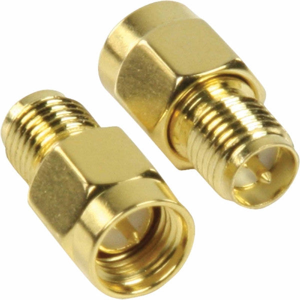 SMA Male to RP-SMA Female Adapter - Straight - Gold - Pack of 2 Adapters - 41921, Cables & Adapters, TGCP - TiGuyCo Plus