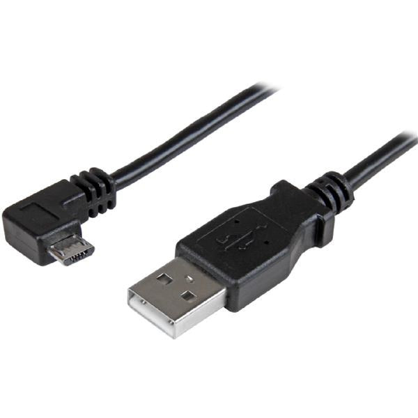 6 ft. StarTech Micro-USB Charge-and-Sync Cable M/M - Right-Angle Micro-USB - 24 AWG - Black - USBAUB2MRA, USB Cables, Hubs & Adapters, StarTech - TiGuyCo Plus