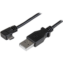 6 ft. StarTech Micro-USB Charge-and-Sync Cable M/M - Right-Angle Micro-USB - 24 AWG - Black - USBAUB2MRA