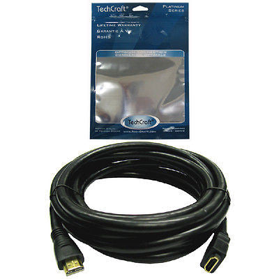 6 ft. TechCraft High-Speed HDMI 1.4 M/F Extension Cable with Ethernet - 24 AWG, Video Cables & Interconnects, TechCraft - TiGuyCo Plus
