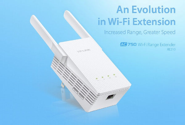 TP-LINK RE210 AC750 Universal Gigabit WiFi Range Extender, Certified REFURBISHED - Brown Box - RE210-REF