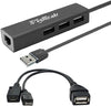 TV xStream LAN Ethernet Adapter with 3 USB Port Hub for TV Streaming Devices - Stick 2nd Gen, 3rd Gen 4K Firestick, Plus USB OTG Y Adapter - Black