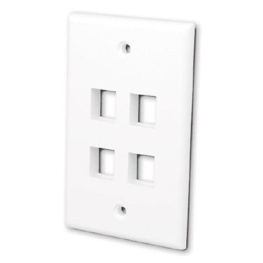 Flush Wallplate for Four (4) Keystone Jacks - Bright White, Wallplates, TechCraft - TiGuyCo Plus