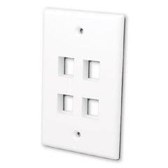 Flush Wallplate for Four (4) Keystone Jacks - Bright White