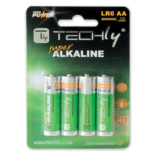 TECHly - AA 1.5V Super Alkaline Batteries - LR06 - 4-Pack, Batteries, TECHly - TiGuyCo Plus