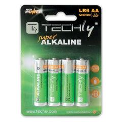 TECHly - AA 1.5V Super Alkaline Batteries - LR06 - 4-Pack