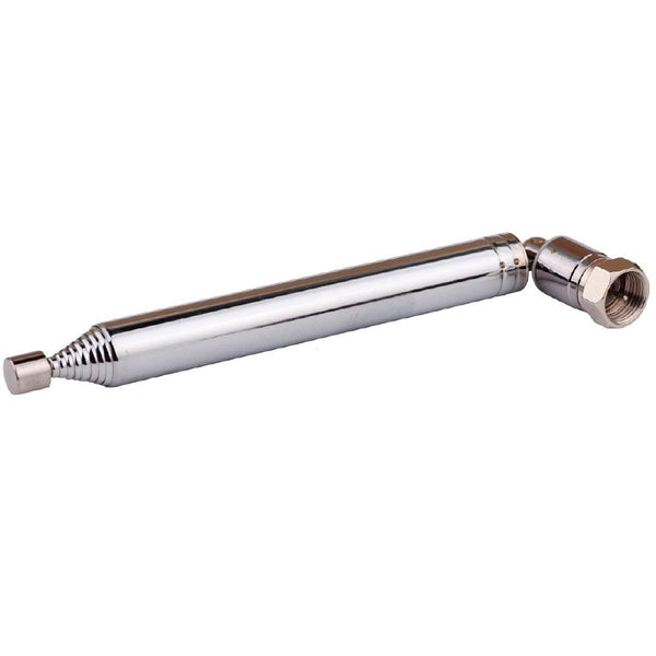 Telescopic FM Radio "F" Connection Antenna - Male "F" Connector - 75 Ohm FM Stereo Reception - Screw-In Type - Chrome - AN-248