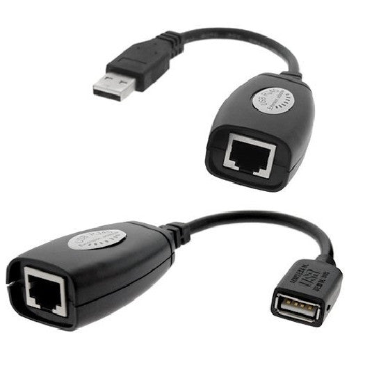 Adaptateur d'extension USB RJ45 jusqu'à 150 pieds de longueur - Cat5, Cat5e, Cat6 - Noir 