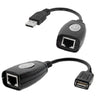 Adaptateur d'extension USB RJ45 jusqu'à 150 pieds de longueur - Cat5, Cat5e, Cat6 - Noir 