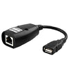 Adaptateur d'extension USB RJ45 jusqu'à 150 pieds de longueur - Cat5, Cat5e, Cat6 - Noir 