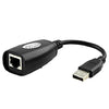 Adaptateur d'extension USB RJ45 jusqu'à 150 pieds de longueur - Cat5, Cat5e, Cat6 - Noir 