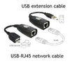 Adaptateur d'extension USB RJ45 jusqu'à 150 pieds de longueur - Cat5, Cat5e, Cat6 - Noir 