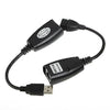 Adaptateur d'extension USB RJ45 jusqu'à 150 pieds de longueur - Cat5, Cat5e, Cat6 - Noir 