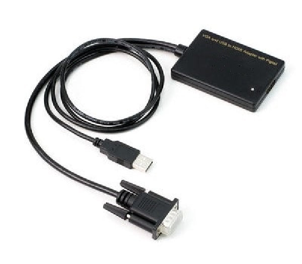 VGA to HDMI Adapter with USB Audio & Power - Portable VGA to HDMI Converter 1080P - Black