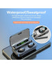 Wireless Earbuds TWS F9-5 Bluetooth 5.0 LED Display Earphones 9D Stereo Sport Music Waterproof Headset - Black