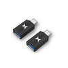 XTREME USB-A Female To USB Type-C Male Adapter for Phone and Tablet - Pack of 2 - Black