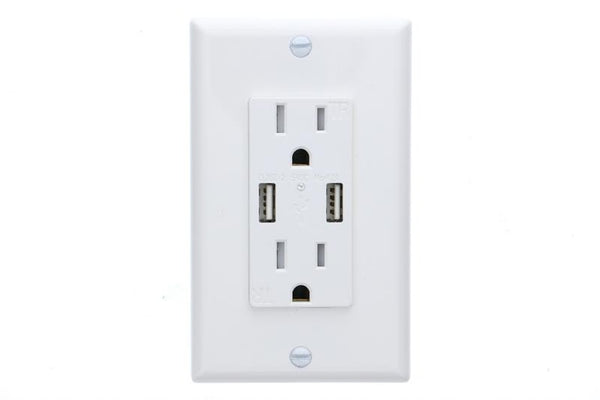 Xtreme 4.2A In-Wall Outlet with Dual USB Ports - White