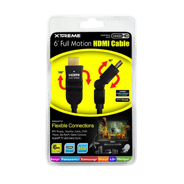 6 ft. Xtreme Full Motion HDMI Cable - Black, Video Cables & Interconnects, Xtreme - TiGuyCo Plus