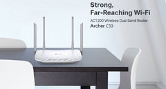 tp-Link Archer C50 AC1200 Dual Band Router with 4 External Antennas - White